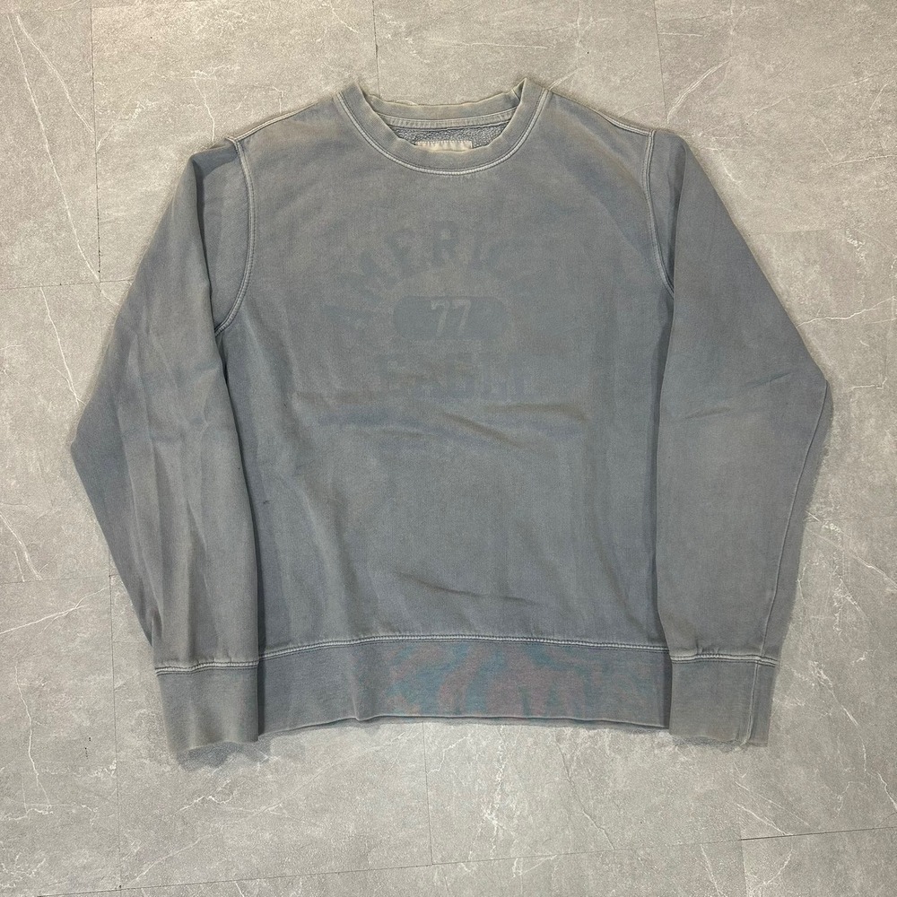 American Eagle Super Soft Crewneck Sweatshirt Blue Faded Graphic Pullover Medium